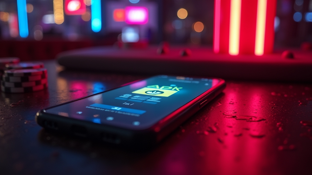 Tela de instalação de APK em um celular Android com clima de cassino